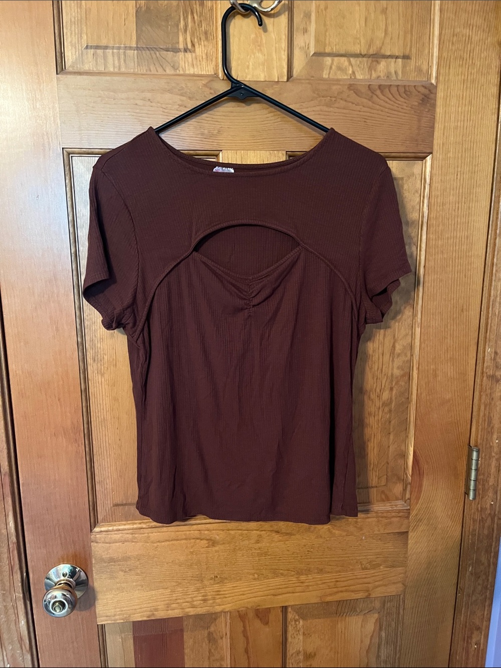 Brown No Boundaries Short-Sleeve Cutout Top